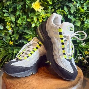 Nike Air Max 95 White Gray Black with Neon Lime Accents